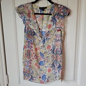 August Silk Multicolor Floral Blouse